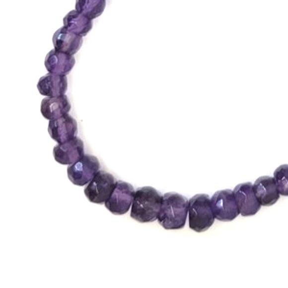 New Purple African Amethyst Bead Faceted Necklace 75cttw 18" 2" - Picture 2 of 6